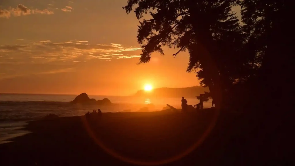 Sonnenuntergang am West Coast Trail auf Vancouver Island, Westkanada, fotografiert von Verena Schmidt für den Wanderführer und die Vorträge